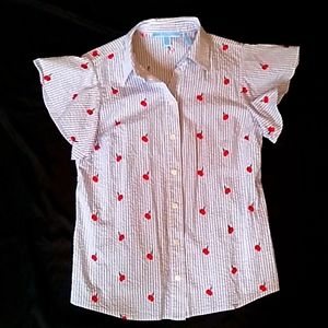 Draper James Seersucker Flutter Sleeve Button Down